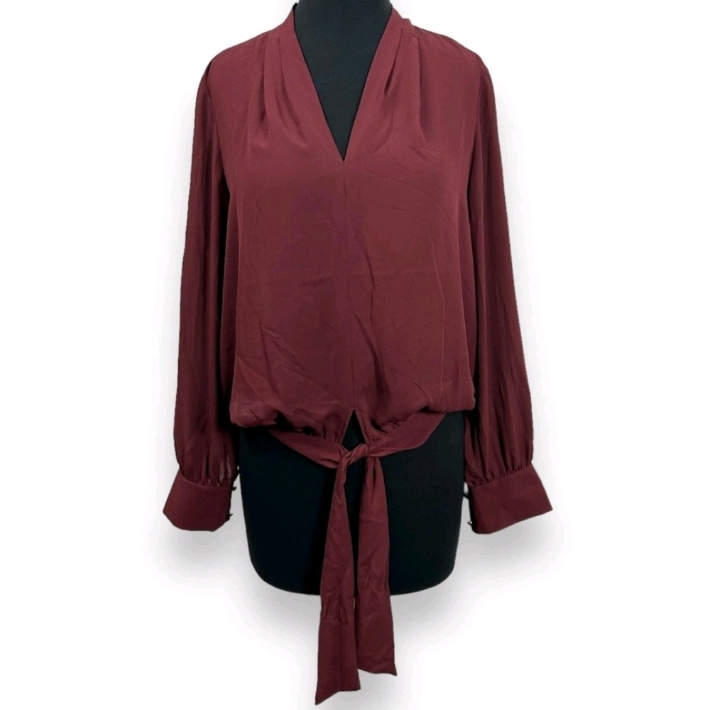 Scotch And Soda Stargazer Burgundy Wine Tie Bottom Blouse M Anthropology…